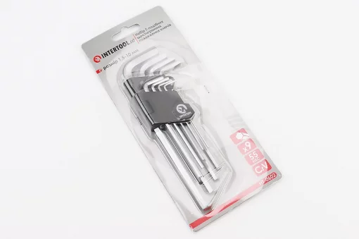 Набор Г-образных ключей удлинённых HEX (1,5/2/2,5/3/4/5/6/8/10мм) CrV (HT-0602), Ручний інструмент, YQ-702194