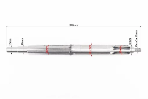 Вал КПП первинний (з валом відбора пот.) 390мм, JR-Q12E, Мототрактор, YQ-608322