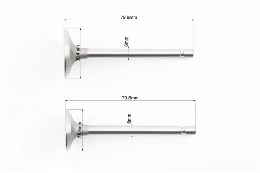 Клапана впускной (H-79,8; D-30,5; d-6), выпускной (H-79,8; D-25,5; d-6) к-кт 2шт 178F, D178/186F, YQ-602058