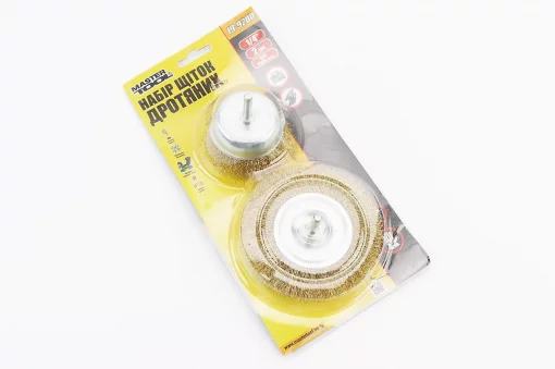 Набір щіток 2шт-торц./диск. зі стрижнем 1/4" D-75/100мм з латуньованого рифленого дроту (19-9200), Витратні матеріали, YQ-703032