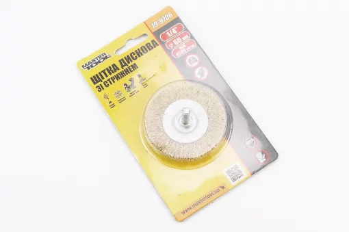 Щітка дискова зі стрижнем 1/4" D-60мм з латуньованого рифленого дроту (19-9706), Витратні матеріали, YQ-703066