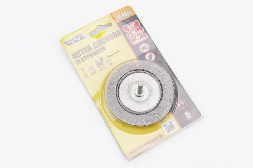 Щётка дисковая со стержнем 1/4" D-75мм из рифлёной проволоки (19-9807), Витратні матеріали, YQ-703068