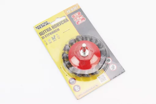 Щётка конусная со стержнем 1/4", D-75мм из плетёной проволоки (19-9307), Витратні матеріали, YQ-703076