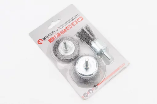 Набор щёток 3шт-торц./диск. со стержнем 1/4" D-30/50//50мм из рифлёной проволоки (BT-0300), Витратні матеріали, YQ-703131
