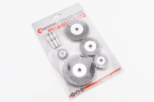 Набор щёток 5шт-диск. со стержнем 1/4" D-25/40/50/60/75мм из рифлёной проволоки (BT-0500), Витратні матеріали, YQ-703132
