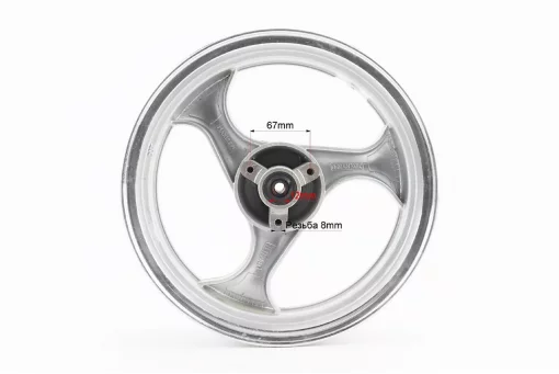 Диск передний литой MT3,50x13 d12мм (диск торм. 3 болта) "3 луча", серый (VIPER-F1), ДИСКИ, YQ-306033