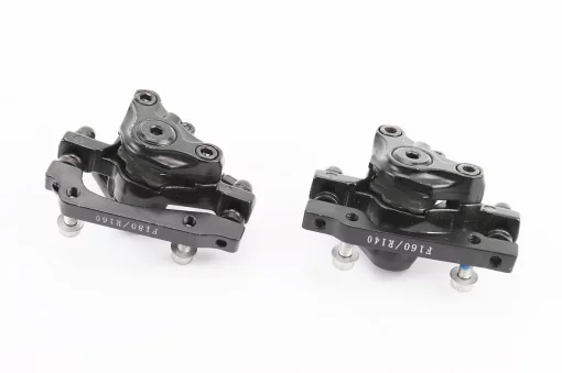 Гальмо Disk-brake переднє (F160/R140мм)+заднє (F180/R160мм), диски 160мм, кріпл. 6 болтів, чорні DX-2019, ВЕЛОЗАПЧАСТИНИ,