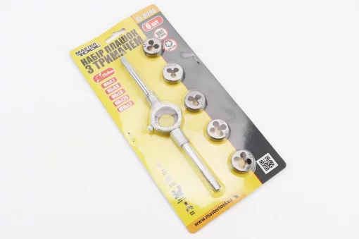 Набір плашок з тримачем 6 од. M4,M5,M6,M8,M10 (15-0406), Витратні матеріали, YQ-703057