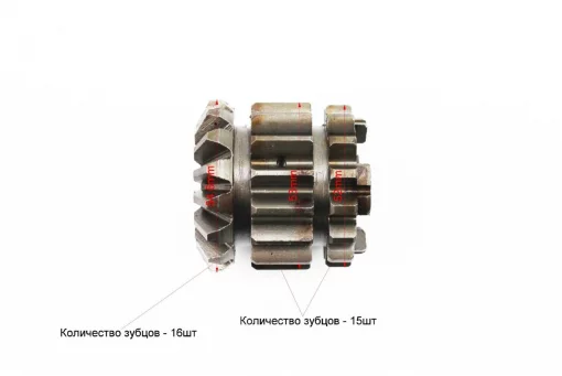 Вал КПП дифференциала Z-16+шестерня 2шт Z-15x16 JR-Q15E, ZS1100, Мототрактор, YQ-608156