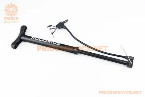 Насос ручной "напольный" пластмассовый, с Т-ручкой, под штуцера Schrader&amp;Presta, чёрный, ВЕЛОІНСТРУМЕНТ, YQ-407272