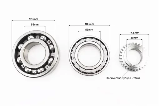 Коленвал R185N/R190N (Dболта-М12x1,5, Dшейки-52мм, H-105мм)+подшипники+шестерня, D190/195N, YQ-604544