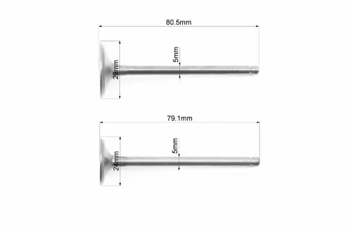 Клапана впускной (H-80,5; D-29), выпускной-немагнитный (H-79,1; D-24) к-кт 2шт, 150cc Keeway, 125-150сс 4Т, YQ-310698
