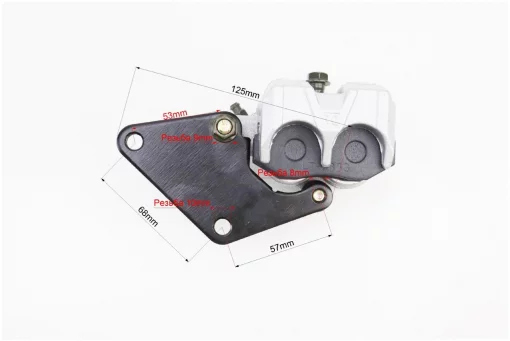 Гальмівний супорт задньої системи (двопоршневий)+колодки тип 2, сріблястий, STORM, YQ-317079