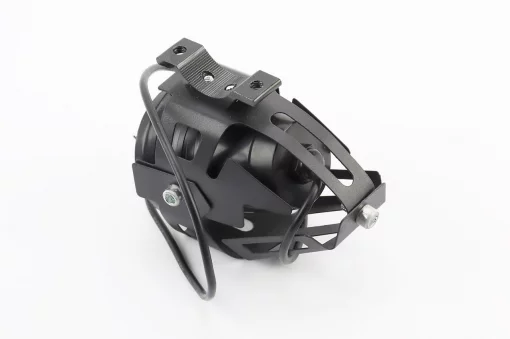 Фара додаткова світлодіодна вологозахисна-LED лінза з обідком "ангельське око" в металевому корпусі, з кріпленням на кермо,