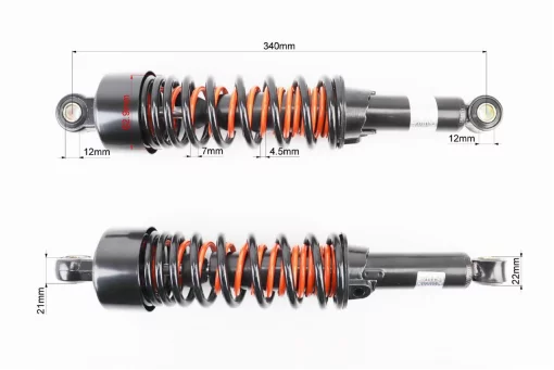 BOXER BM/ВМX 150cc Амортизатор задний 340мм*d-63мм (втулка 12мм/втулка 12мм) регулир., чёрно-оранжевый, к-кт 2 шт, BAJAJ,