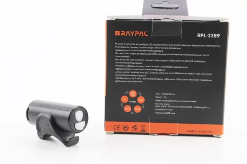 Фонарь передний 1 диод 350 lumen алюминиевый, Li-ion 3.7V 1200mAh зарядка от USB, влагозащитный, чёрный RPL-2289, ВЕЛОАКСЕСУАРИ,