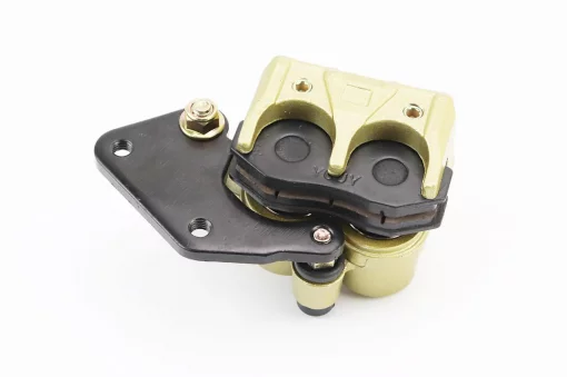 Тормозной суппорт задней системы (двухпоршневой)+колодки тип 3, золотистый, STORM, YQ-317590