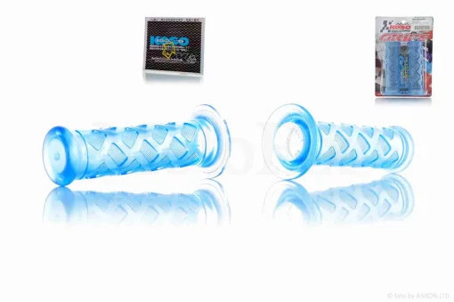 Грипси (ручки керма) універсальні сині, прозорі з малюнком "KOSO" ТАЙВАНЬ (+наклейка), QT-001094