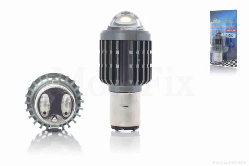 Лампа фары диодная H6 (BA20D) 12V 35/35W 2 диода, белый/желтый, линза "LIPAI", QT-002025