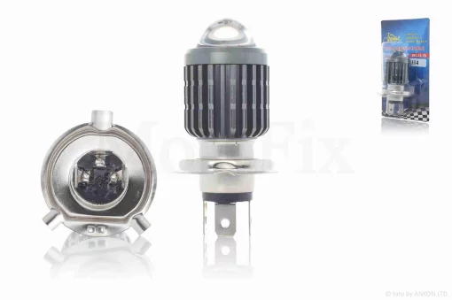 Лампа фари діодна H4 12V 35/35W 2 кристали, білий/жовтий, лінза "LIPAI", QT-002031