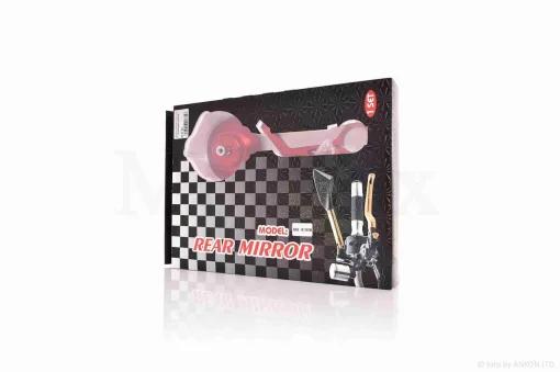 Дзеркала в торець керма, круглі, алюміній "CUSTOM" (червоні), QT-003153