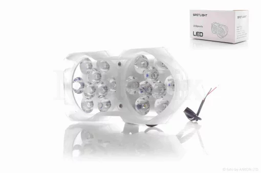 Фара додаткова діодна, овальна з козирком, 18 діодів, габарит 2 кольори, 4 режими, QT-004437