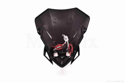 Обтекатель с фарой универсальный +габарит 20 диодов +крепление черный, QT-004608