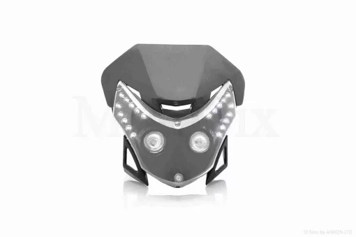 Обтекатель с фарой универсальный +габарит 20 диодов +крепление черный, QT-004608