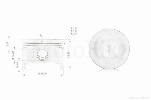 Поршень к-кт CB250 STD 69.00, p-17 "LIPAI", QT-005690