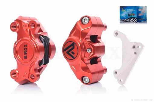 Суппорт тормозной тюнинг передний, двухпоршневой (оппозитный) "LIPAI" (красный), QT-010549