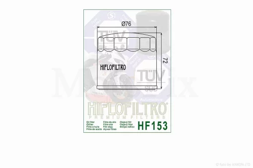Фільтр масляний мото HF153 D76/H72 "HIFLO" ТАЙЛАНД, QT-006096