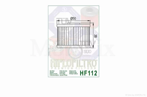 Фильтр масляный мото HF112 D50/H38 "HIFLO" ТАЙЛАНД, QT-006097