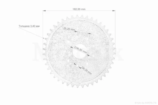Зірка трансмісії задня веломотора 2T F80 44T "LIPAI", QT-023380
