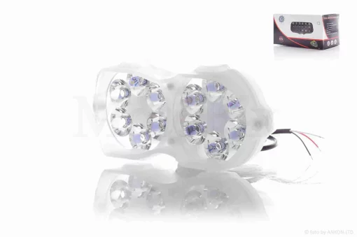 Фара додаткова діодна, овальна з козирком, 12 діодів, габарит 2 кольори, 4 режими, QT-011378