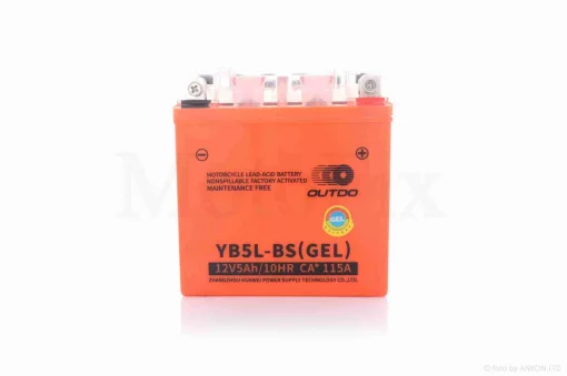 Акумулятор GEL 12V 5A 119-60-129mm, високий 12N5L-BS (YB5L-BS) "OUTDO" 2025, QT-011444