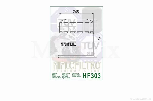Фильтр масляный мото HF303 D65/H73 черный "HIFLO" ТАЙЛАНД, QT-012204