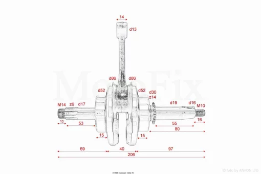 Колінвал Alpha, Delta 70 p13 +сальники, QT-019988