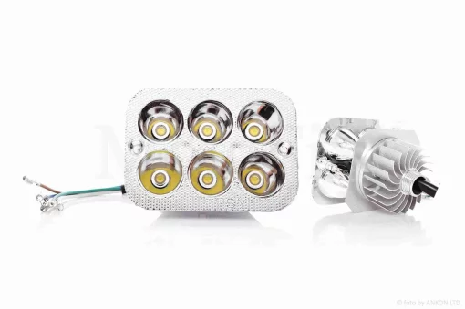 Модуль светодиодный в фару (вставка) прямоугольный, 6 диодов без стекла, L90/H65, QT-020110