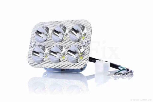 Модуль светодиодный в фару (вставка) прямоугольный, 6+2 диодов без стекла, 3 режима, QT-012954