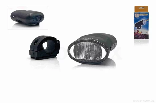 Фара вело 1 лампа накала #JY-008A пластик,черная "JING YI", QT-012956