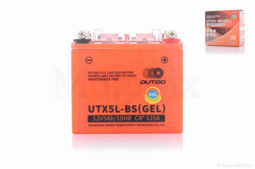Акумулятор GEL 12V 5A 113-70-107mm UTX5L-BS (YTX5L-BS) "OUTDO" 2025, QT-026072