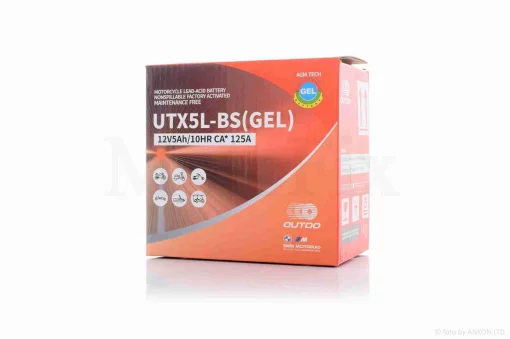 Акумулятор GEL 12V 5A 113-70-107mm UTX5L-BS (YTX5L-BS) "OUTDO" 2025, QT-026072