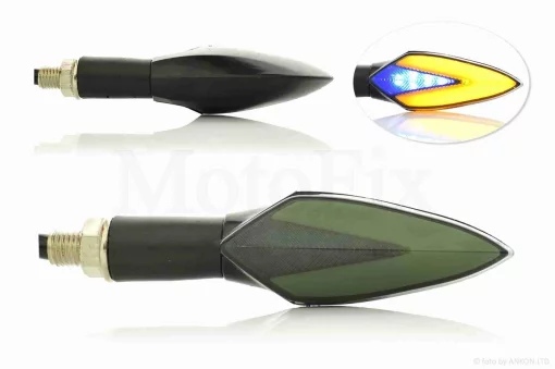 Повороты диодные пара #D-153 гибкая ножка, динамические, голубой габарит, QT-026177