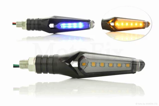 Повороты диодные пара #D-140 гибкая ножка, динамические, голубой габарит, QT-026180