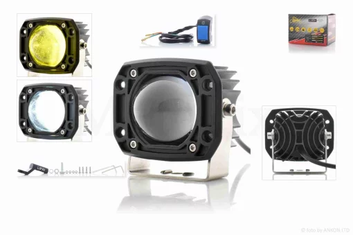 Фара додаткова діодна прямокутна, 80-65mm, 12-80V, IP67, біле/жовте світло #LPS-808 "L", QT-033491