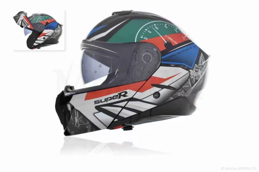 Шлем трансформер "DAVID" (#D809A, черный глянцевый, XL, очки, ABS), QT-033506