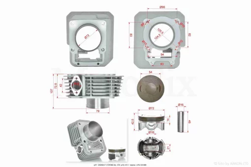 ЦПГ CB250D-F (172FMM-3A) D72, p16, h72.1 тефлон "LIPAI", QT-031066
