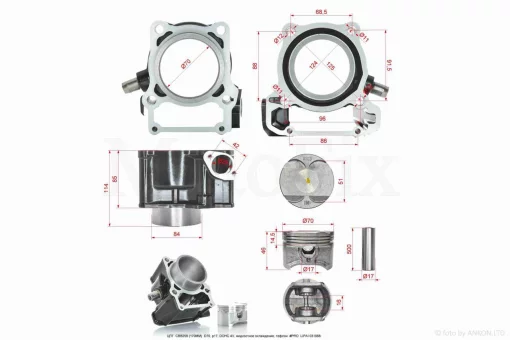 ЦПГ CBB250 (170MM) D70, p17, DOHC 4V, рідинне охолодження, тефлон #PRO "LIPAI", QT-031068