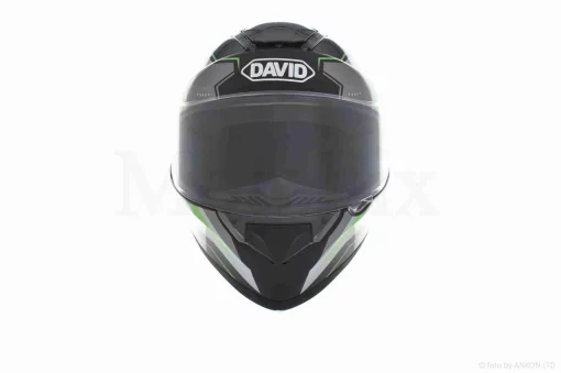 Шлем интеграл "DAVID" (#D820F, черно-серо-зеленый, XL, ABS), QT-031438