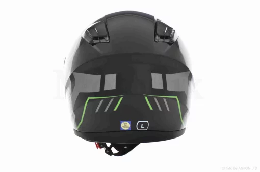 Шлем интеграл "DAVID" (#D820F, черно-серо-зеленый, XL, ABS), QT-031438